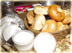 Order NY Bagels and Bialys, Buns, and custom gifts like this Holiday Gift package online and have it shipped overnight via Fedex for nationwide delivery.